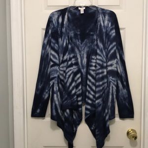 Chic Chico’s Tie Dye Jacket Sweater. S-1. Navy